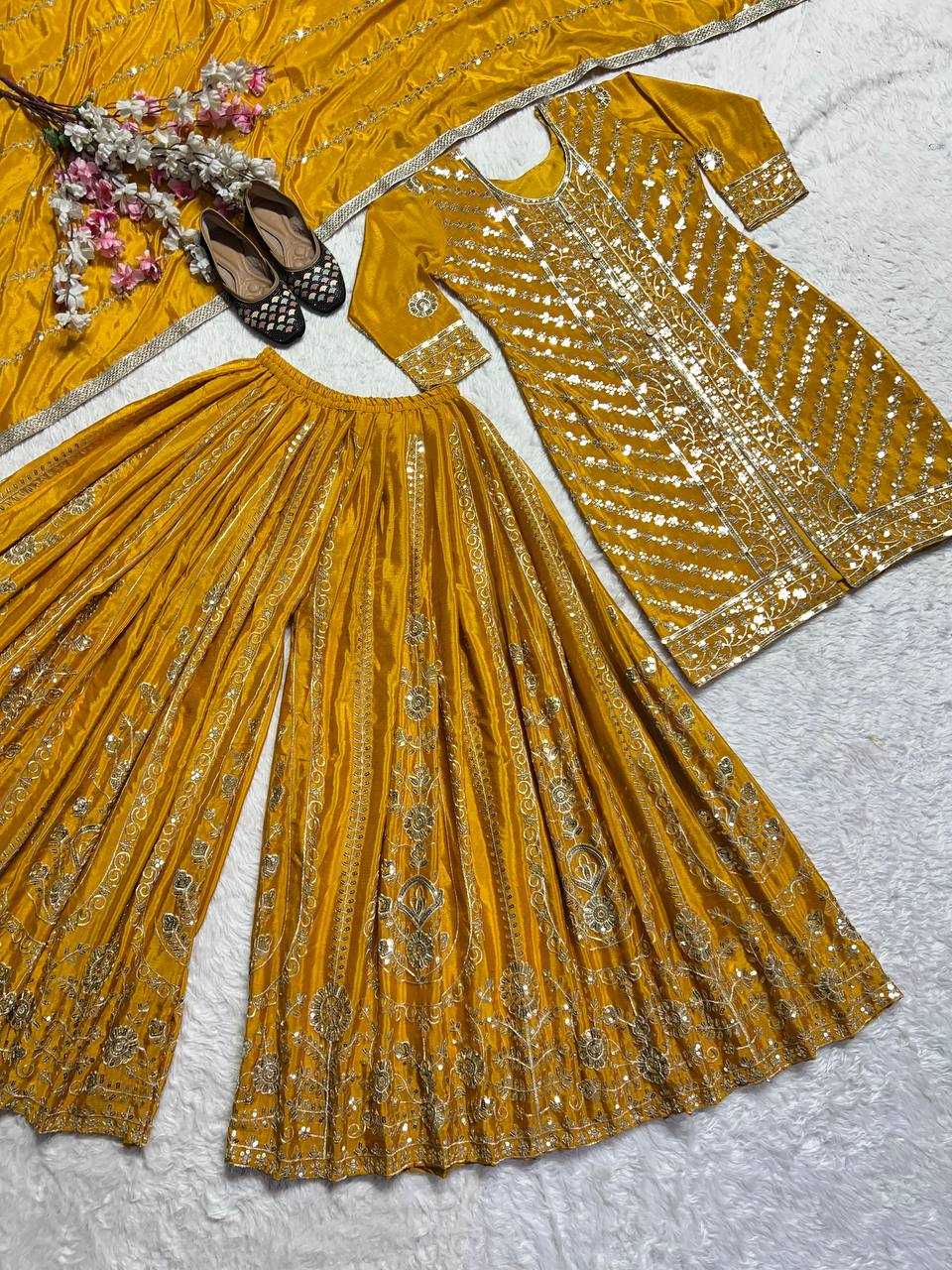 Ynf Faux Georgette KESH528 449 Suits & Dresses Wedding Collections Festive Collections Wholesale Sharara Salwar Suits Embroidery Suits Wedding Outfits Manufacturer