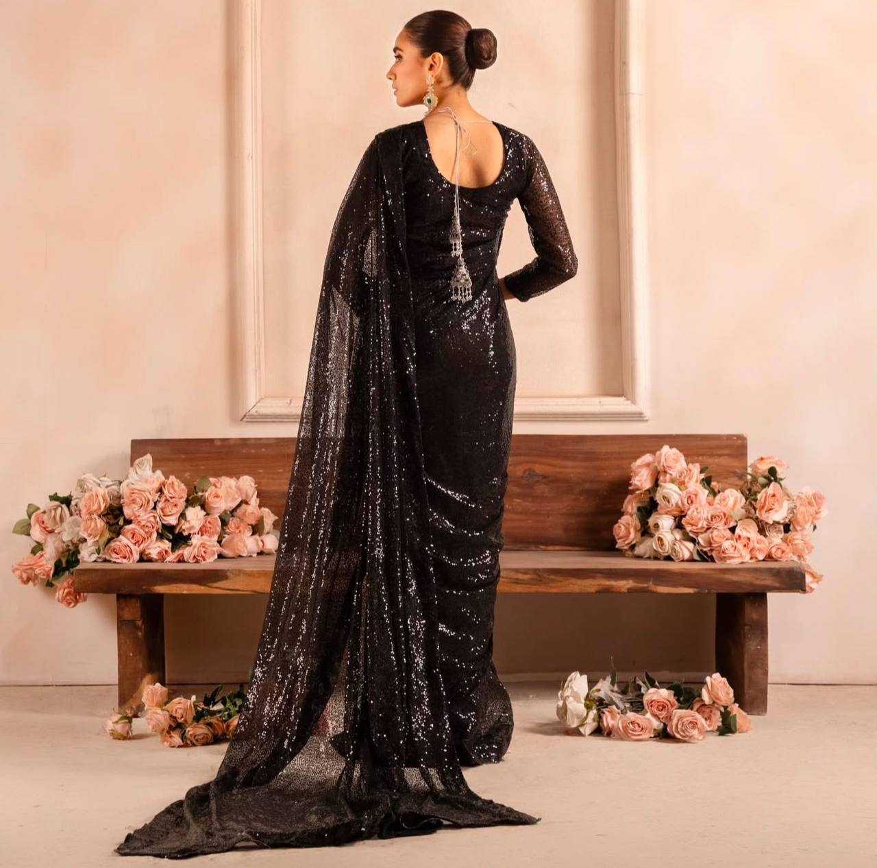 Ynf Faux Georgette KESH533 5072 Sarees Wholesale Party Wear Sarees Fancy Sarees Sequence Sarees Embroidered Sarees Manufacturer