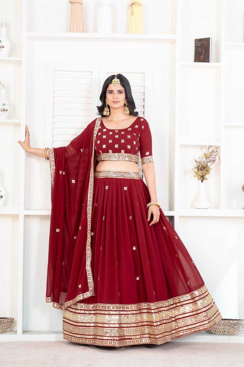 Ynf Faux Georgette KESH533 5074 Lehengas Wholesale Fancy Lehenga Bridal Lehenga Embroidered Lehenga Sequins Lehenga Manufacturer