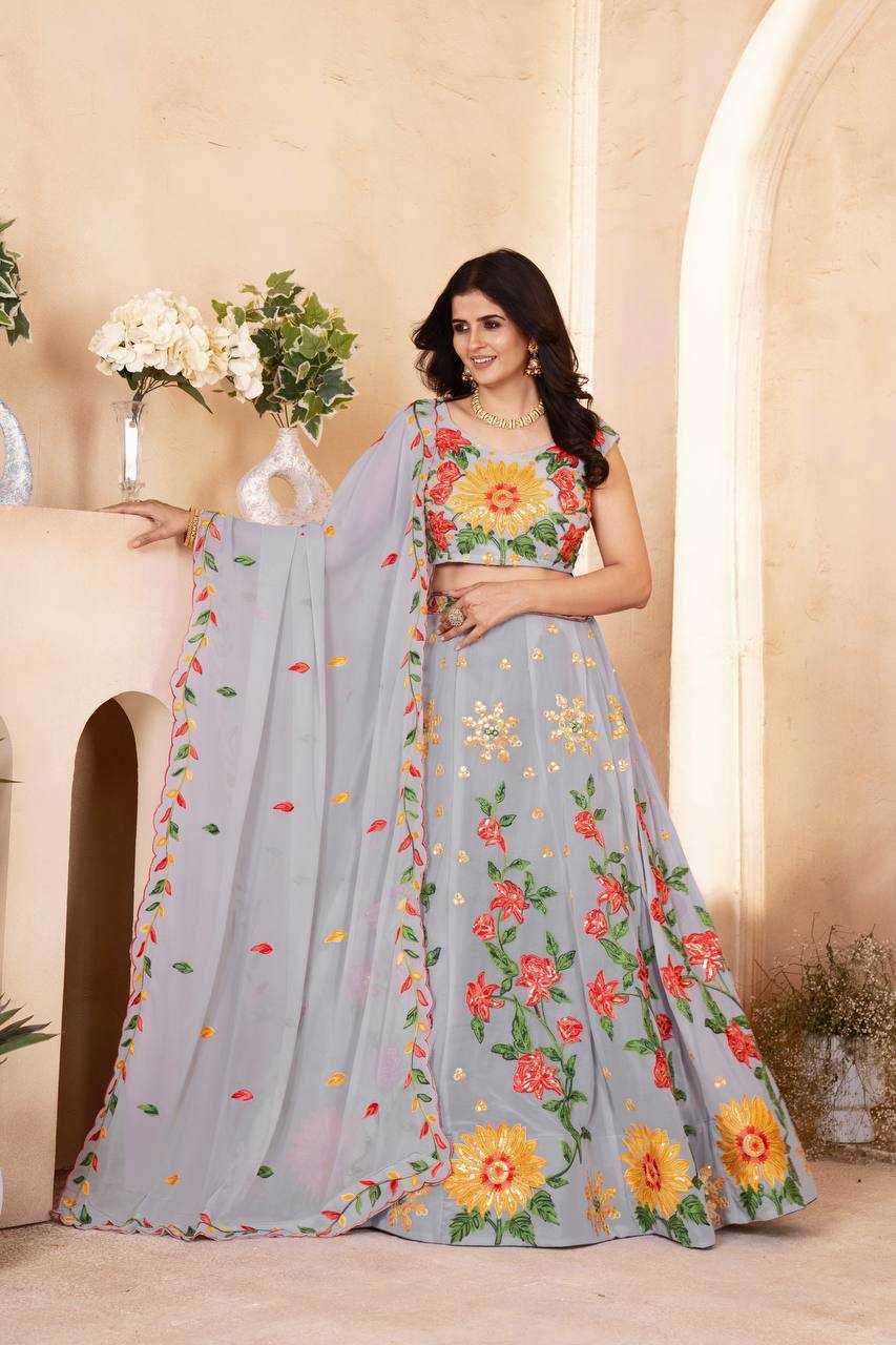 Ynf Faux Georgette KESH533 5089 Lehengas Wholesale Fancy Lehenga Embroidered Lehenga Lehenga For Haldi Sequins Lehenga Lehenga With Cancan Manufacturer