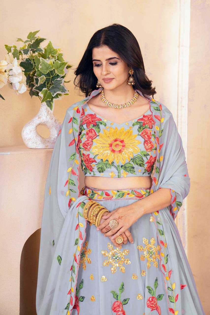 Ynf Faux Georgette KESH533 5089 Lehengas Wholesale Fancy Lehenga Embroidered Lehenga Lehenga For Haldi Sequins Lehenga Lehenga With Cancan Manufacturer