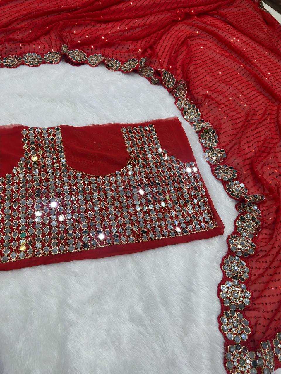 Ynf Faux Georgette KESH533 5094 Sarees Wholesale Party Wear Sarees Fancy Sarees Embroidered Sarees Lace Border Sarees Manufacturer
