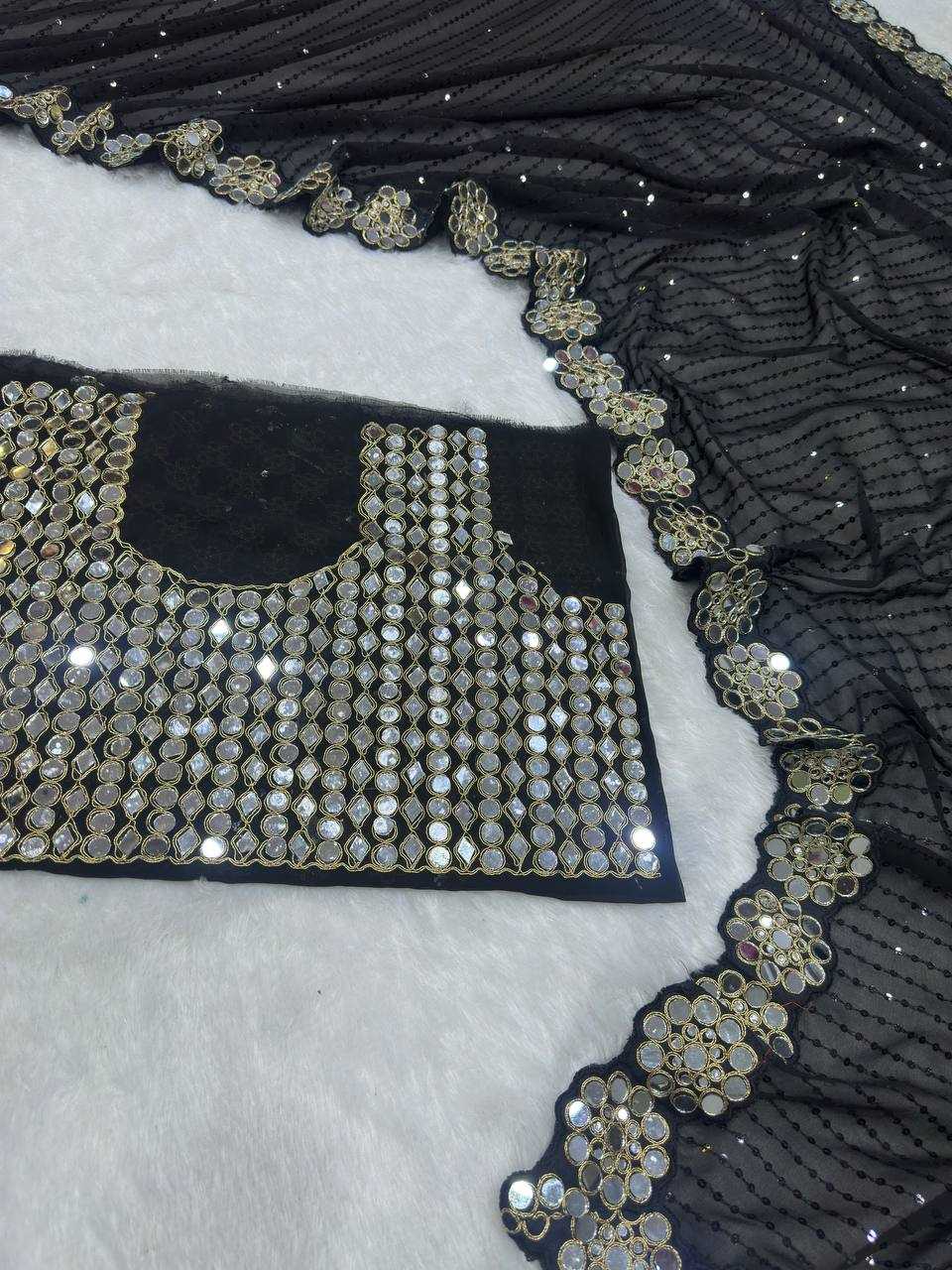 Ynf Faux Georgette KESH533 5094 Sarees Wholesale Party Wear Sarees Fancy Sarees Embroidered Sarees Lace Border Sarees Manufacturer