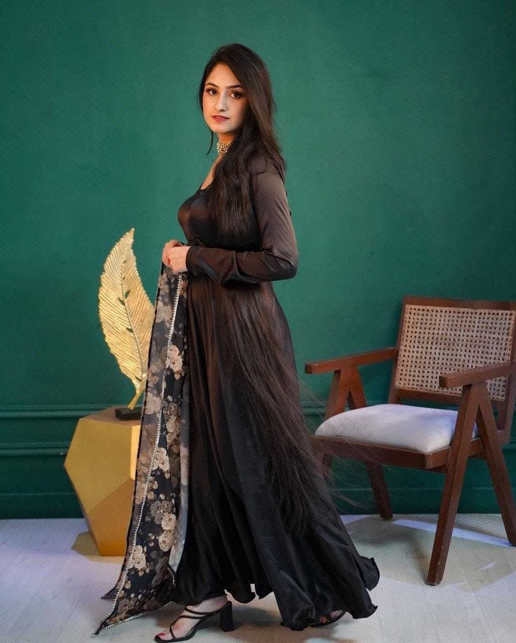 Ynf Faux Georgette RIN157 68 Gowns Plus Size Collections Wholesale Party Gowns Georgette Gown Designer Gowns Manufacturer