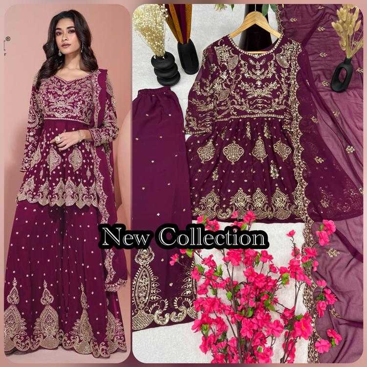 Ynf Faux Georgette RIN222 modelling Suits & Dresses Wholesale Sharara Salwar Suits Georgette Suit Designer Suits Manufacturer