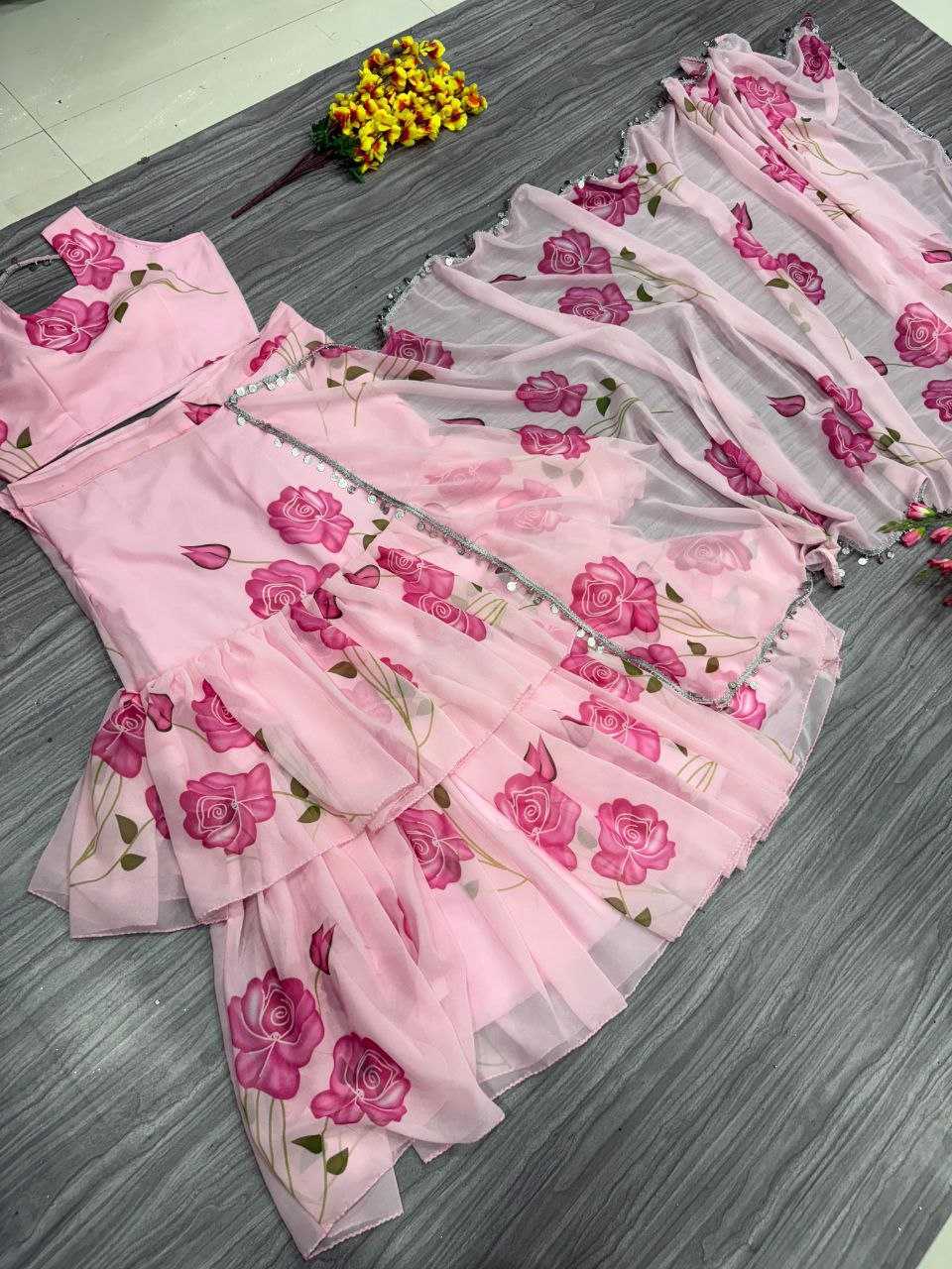 Ynf Georgette KESH508 1012 Sarees Wholesale Printed Sarees Lehenga Sarees Ruffle Sarees Manufacturer