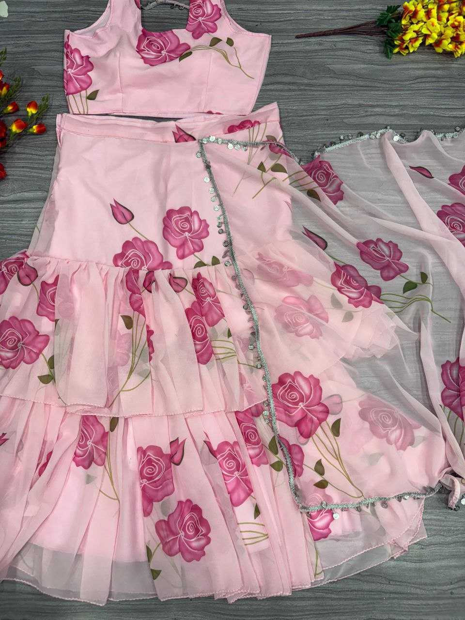 Ynf Georgette KESH508 1012 Sarees Wholesale Printed Sarees Lehenga Sarees Ruffle Sarees Manufacturer
