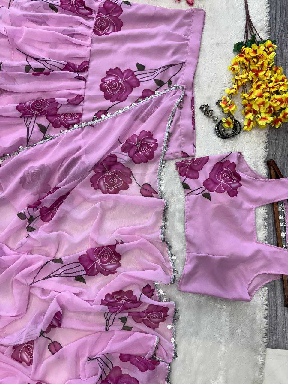 Ynf Georgette KESH508 1012 Sarees Wholesale Printed Sarees Lehenga Sarees Ruffle Sarees Manufacturer
