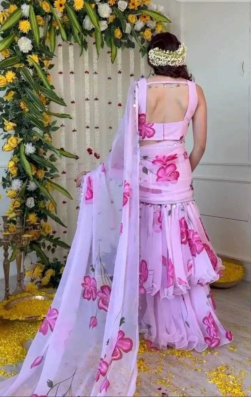 Ynf Georgette KESH508 1012 Sarees Wholesale Printed Sarees Lehenga Sarees Ruffle Sarees Manufacturer