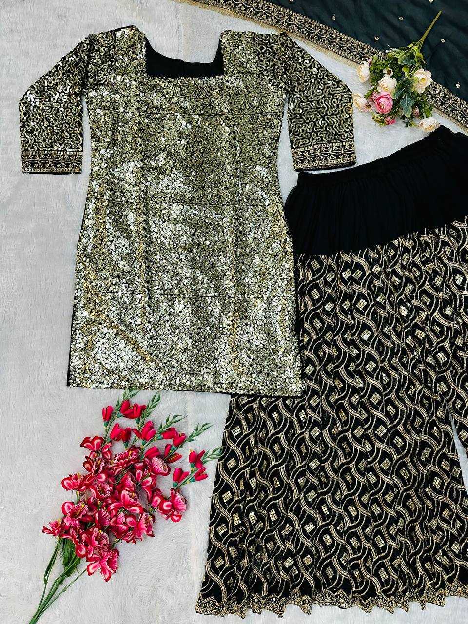 Ynf Georgette KESH523 064 Suits & Dresses Wholesale Sharara Salwar Suits Embroidery Suits Georgette Suit Manufacturer