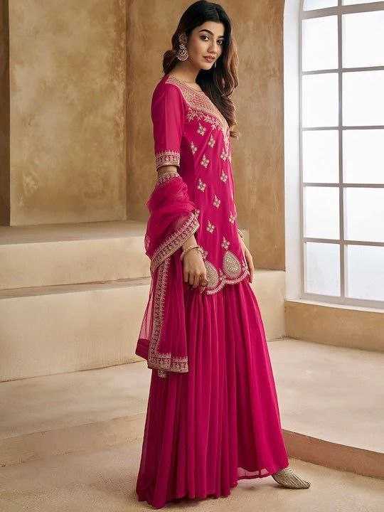 Ynf Georgette KESH529 NIDHI Kurti Wholesale Casual Kurtis Festive Kurtis Embroidered Kurtis Kurti With Palazzo Manufacturer