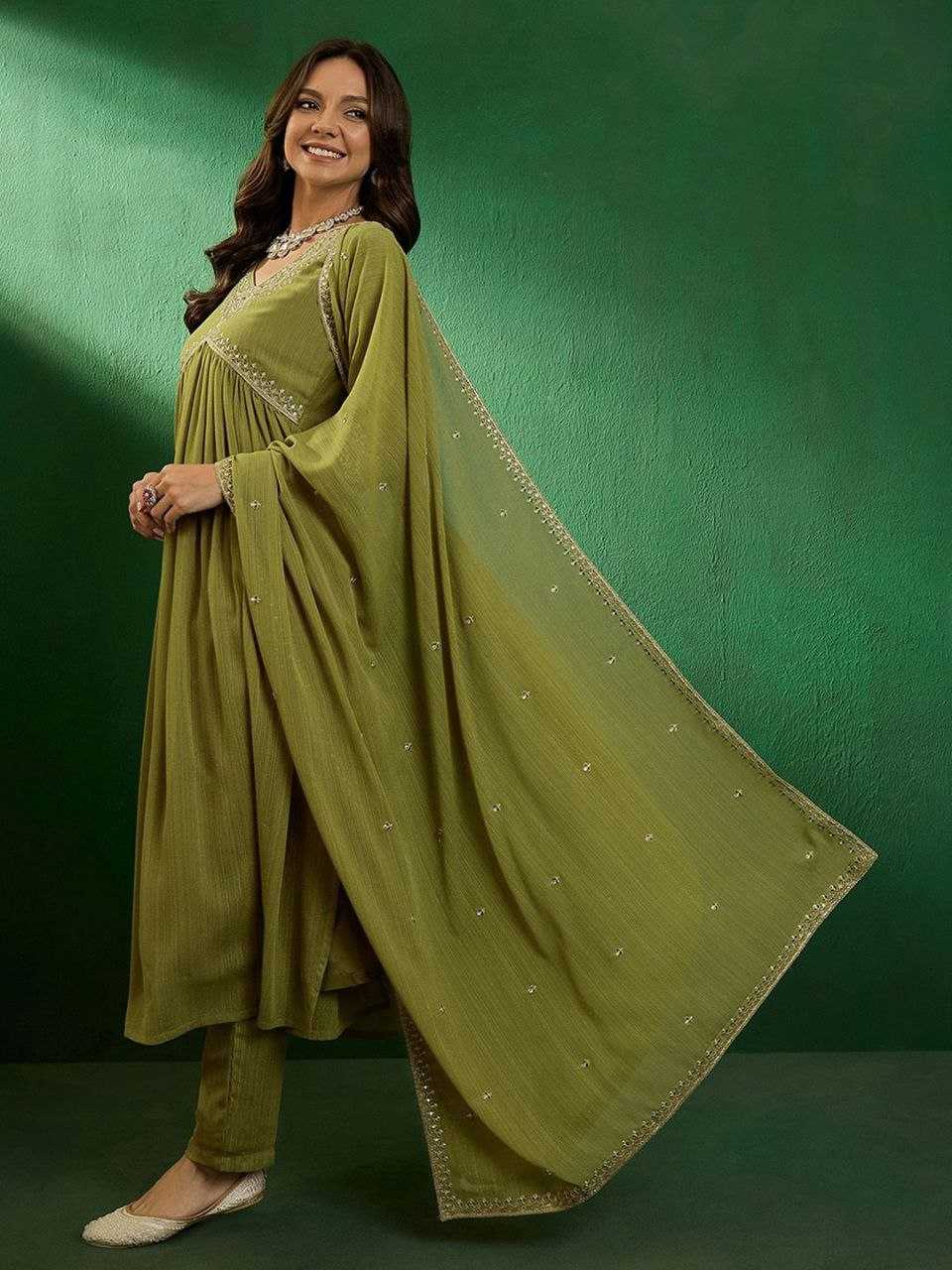 Ynf Georgette KESH529 SIYANA Suits & Dresses Wedding Collections Festive Collections Wholesale Georgette Suit Embroidered Suits Green Salwar Suit Manufacturer