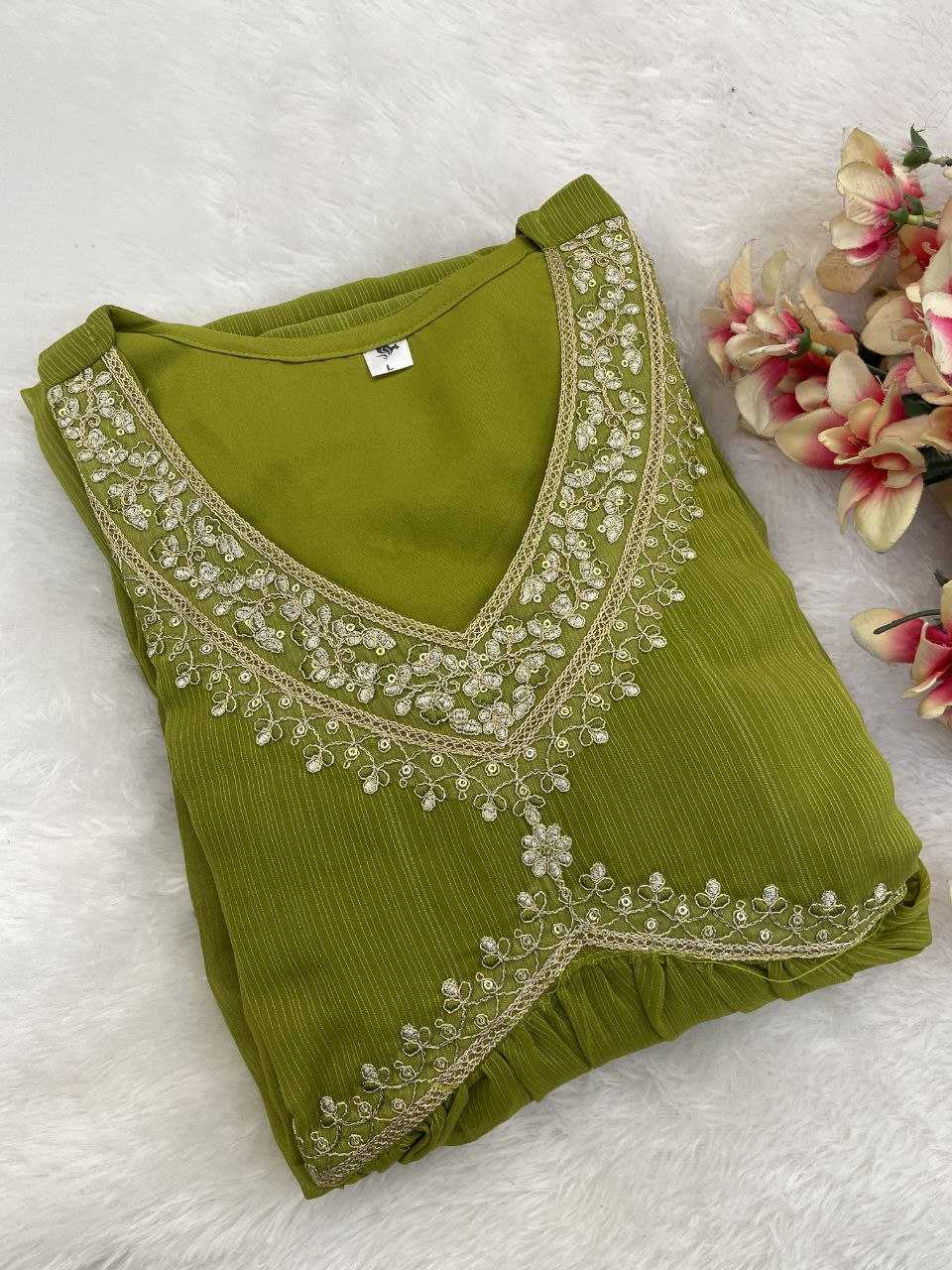 Ynf Georgette KESH529 SIYANA Suits & Dresses Wedding Collections Festive Collections Wholesale Georgette Suit Embroidered Suits Green Salwar Suit Manufacturer