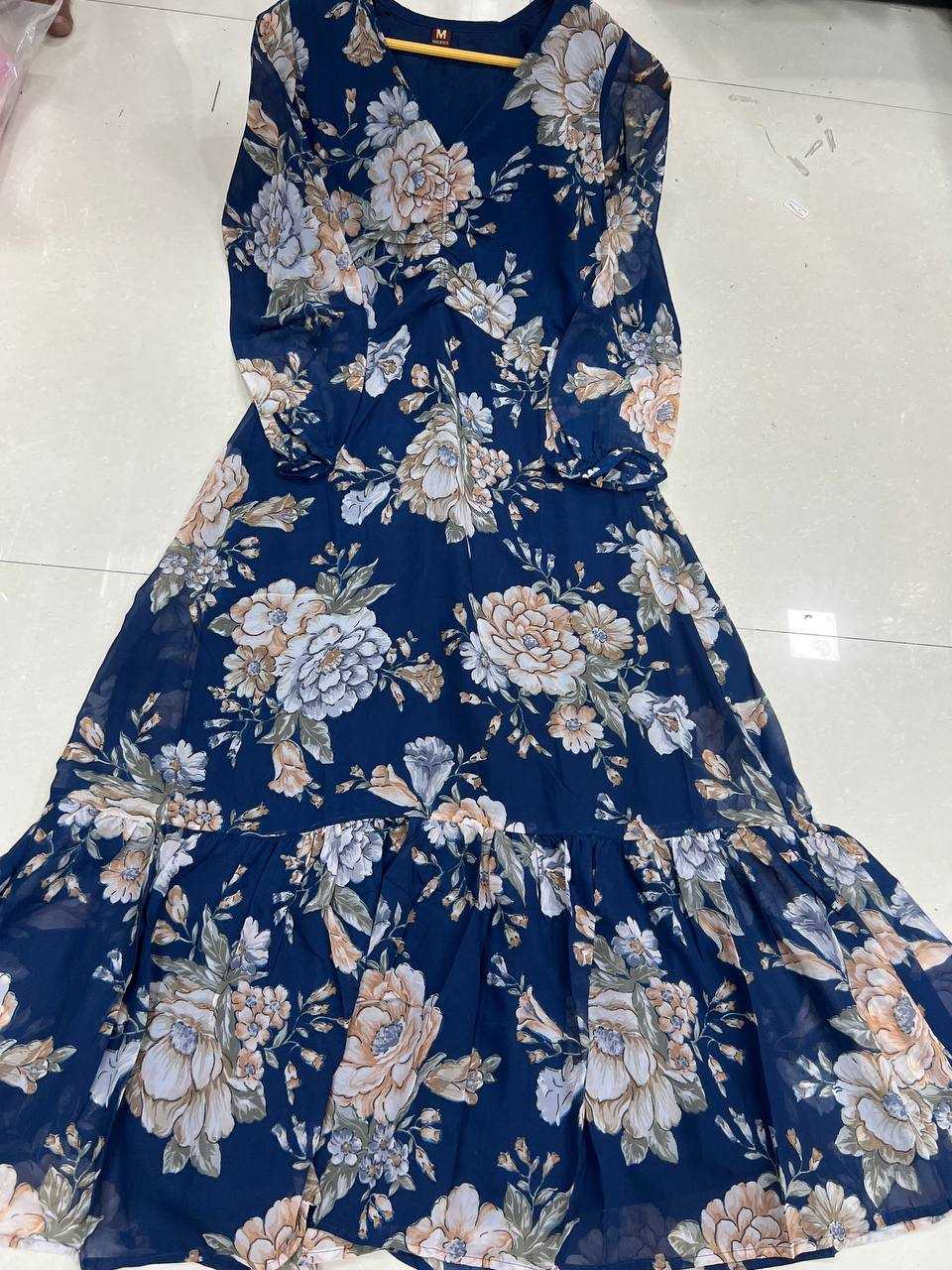 Ynf Georgette RIN125 BLOSSOM Gowns Wholesale Printed Gowns Georgette Gown Manufacturer