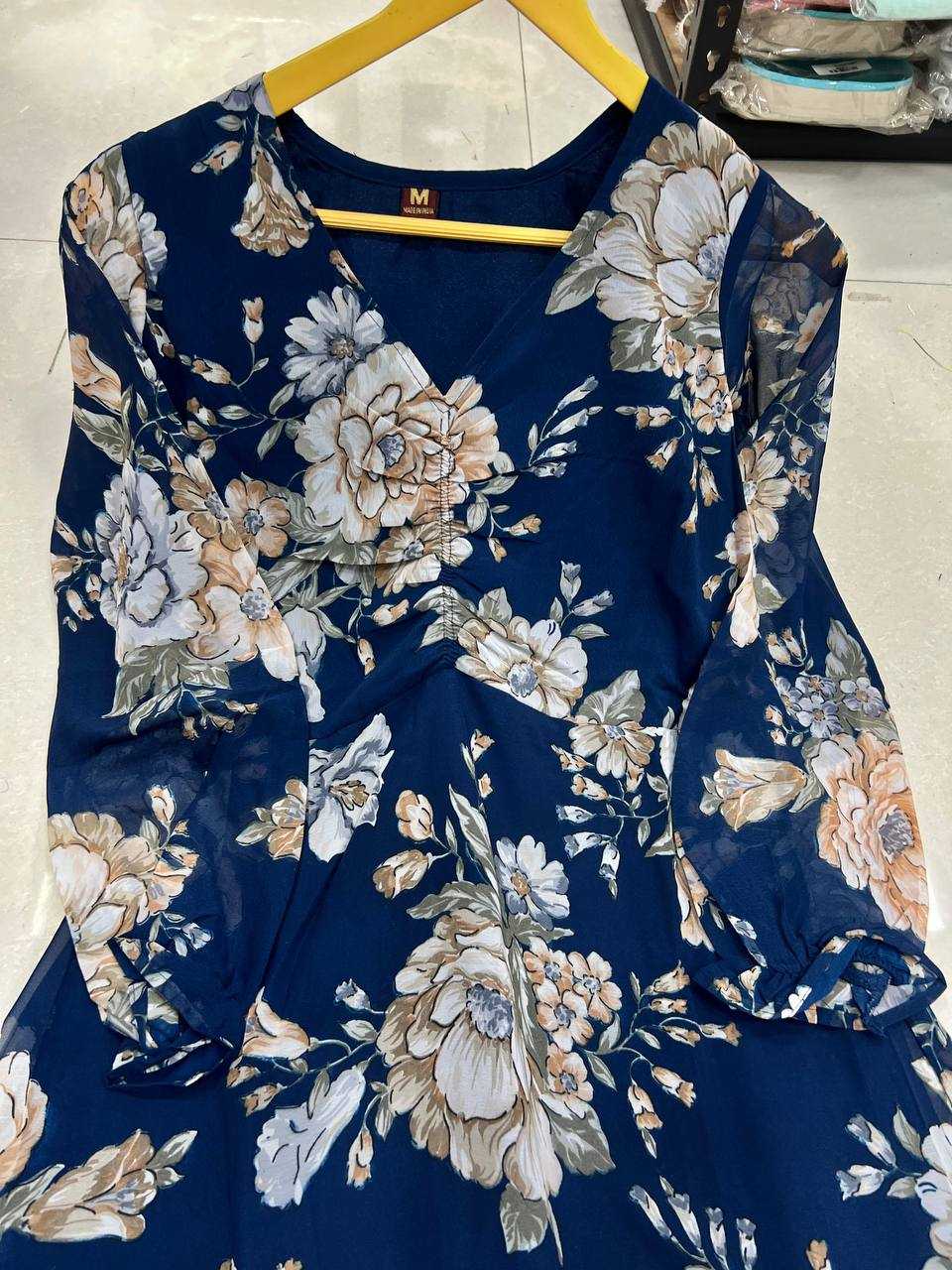 Ynf Georgette RIN125 BLOSSOM Gowns Wholesale Printed Gowns Georgette Gown Manufacturer