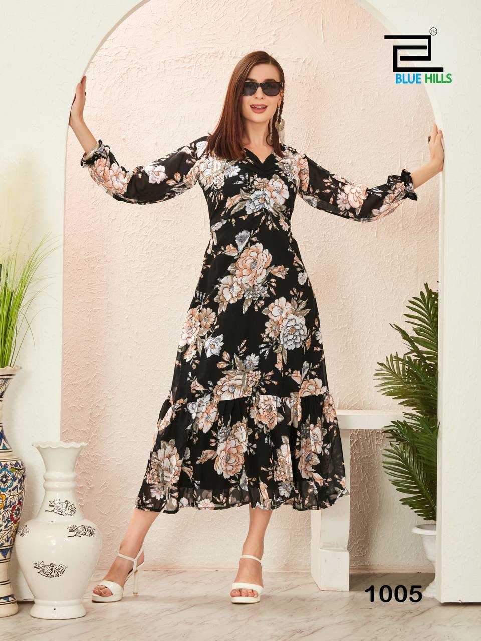 Ynf Georgette RIN125 BLOSSOM Gowns Wholesale Printed Gowns Georgette Gown Manufacturer
