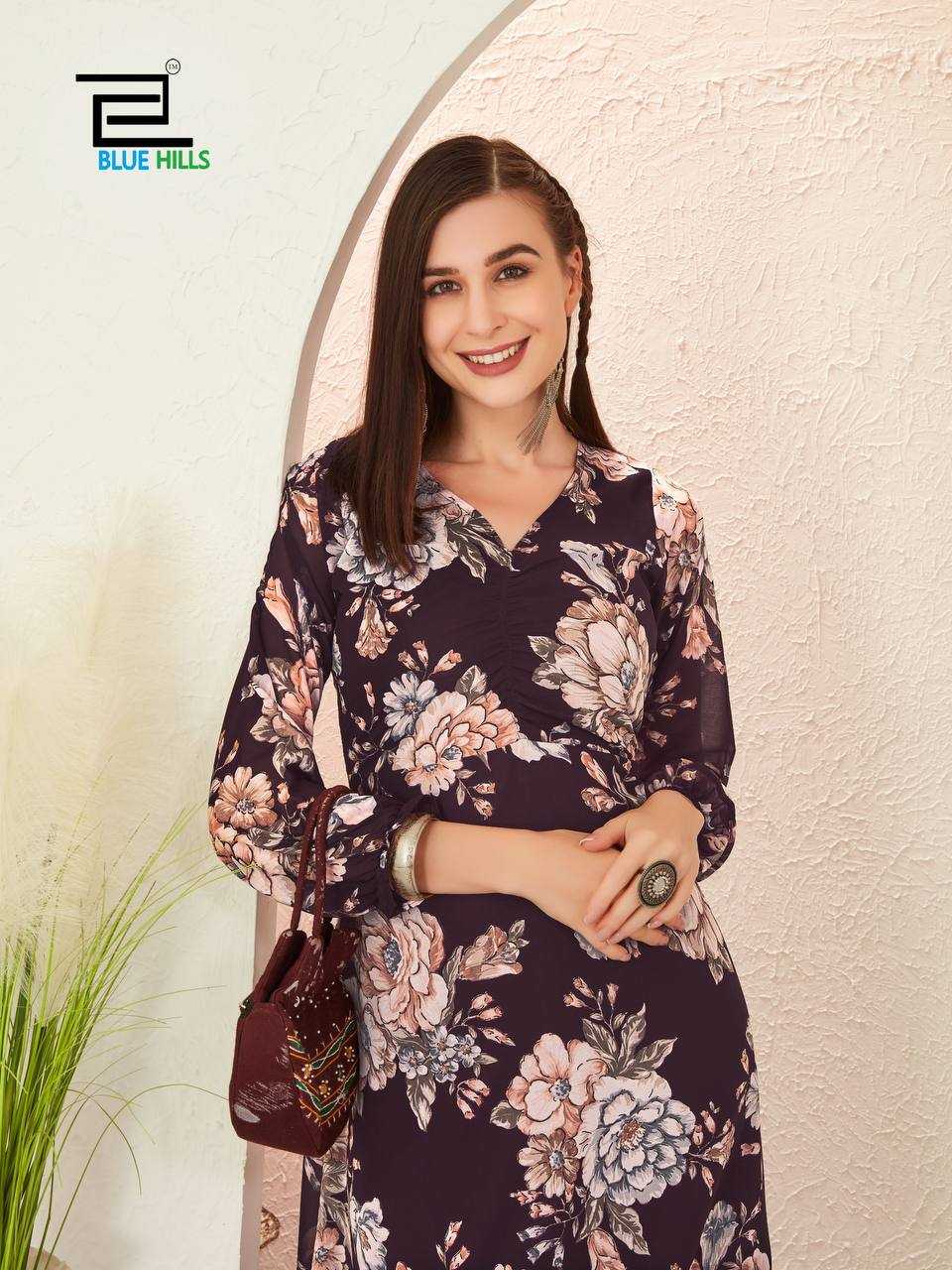 Ynf Georgette RIN125 BLOSSOM Gowns Wholesale Printed Gowns Georgette Gown Manufacturer