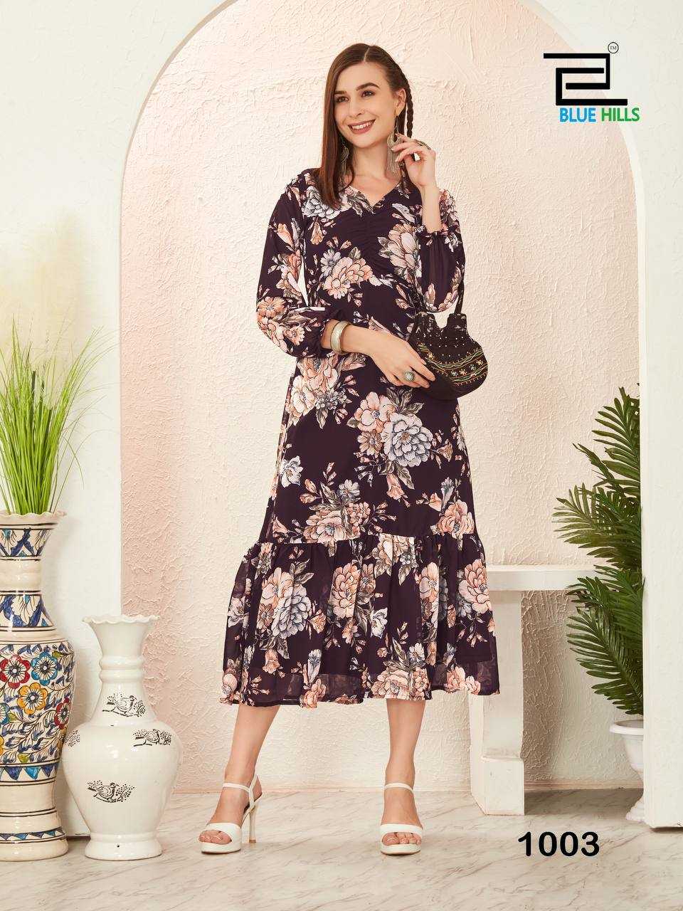Ynf Georgette RIN125 BLOSSOM Gowns Wholesale Printed Gowns Georgette Gown Manufacturer