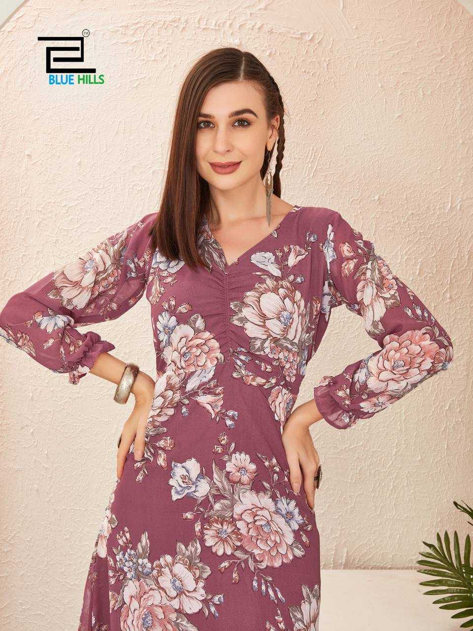 Ynf Georgette RIN125 BLOSSOM Gowns Wholesale Printed Gowns Georgette Gown Manufacturer