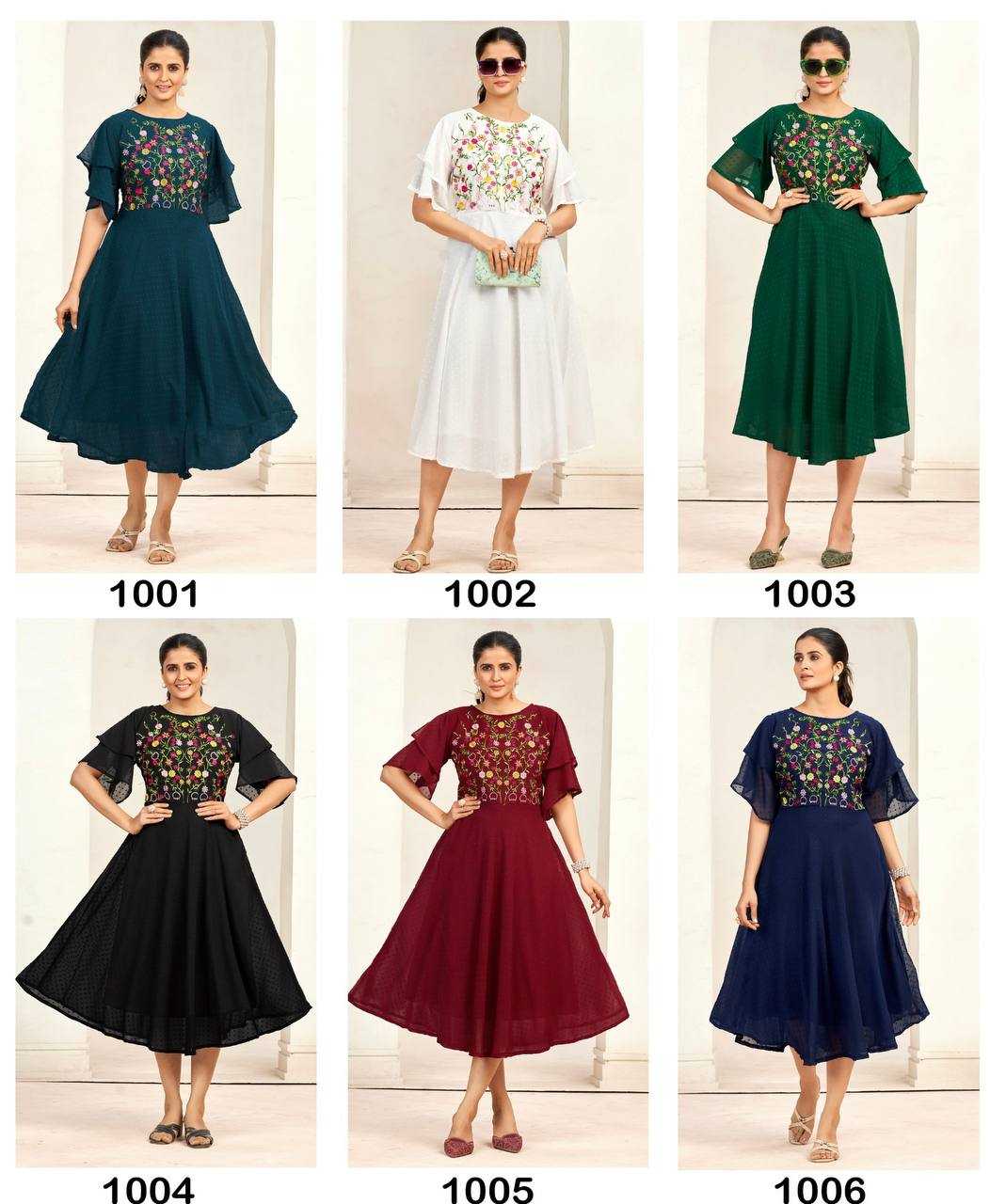 Ynf Georgette RIN125 Sensations Gowns Wholesale Embroidery Gowns Manufacturer