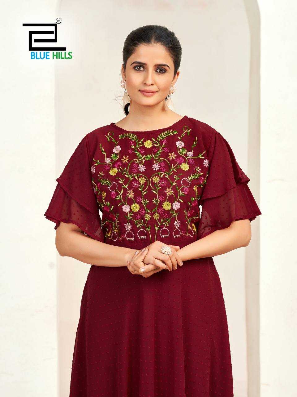 Ynf Georgette RIN125 Sensations Gowns Wholesale Embroidery Gowns Manufacturer