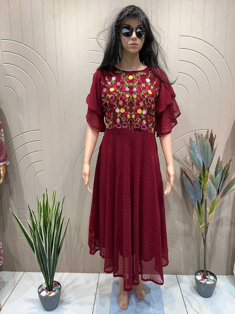 Ynf Georgette RIN125 Sensations Gowns Wholesale Embroidery Gowns Manufacturer
