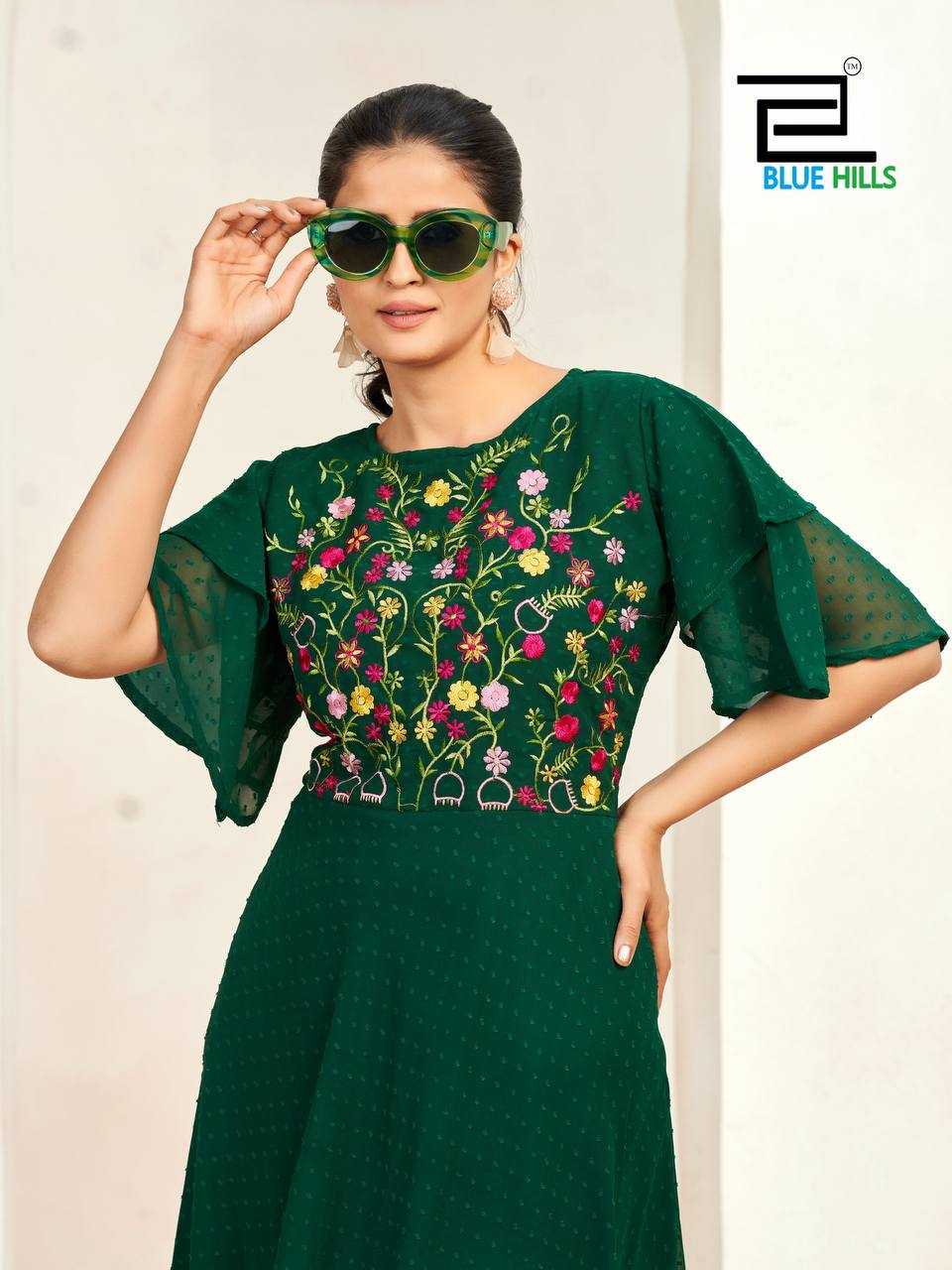 Ynf Georgette RIN125 Sensations Gowns Wholesale Embroidery Gowns Manufacturer