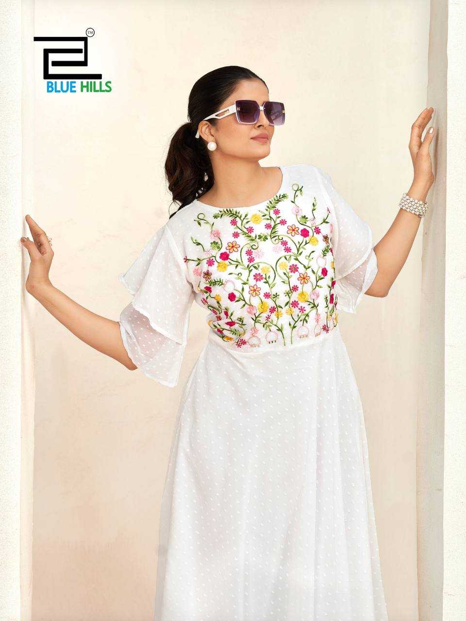 Ynf Georgette RIN125 Sensations Gowns Wholesale Embroidery Gowns Manufacturer