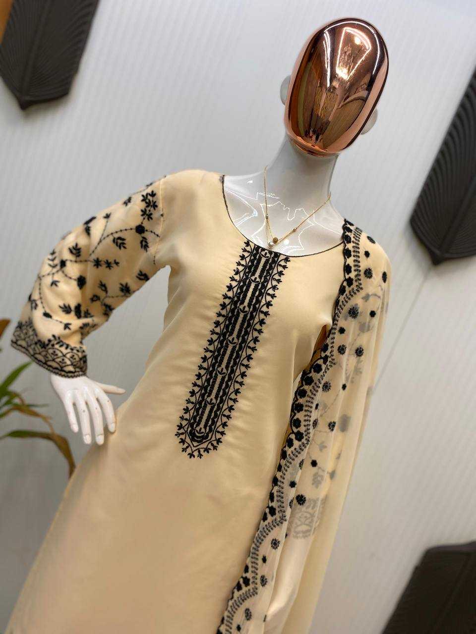 Ynf Georgette RIN141 1973 Suits & Dresses Wholesale Embroidery Suits Palazzo Suit Manufacturer