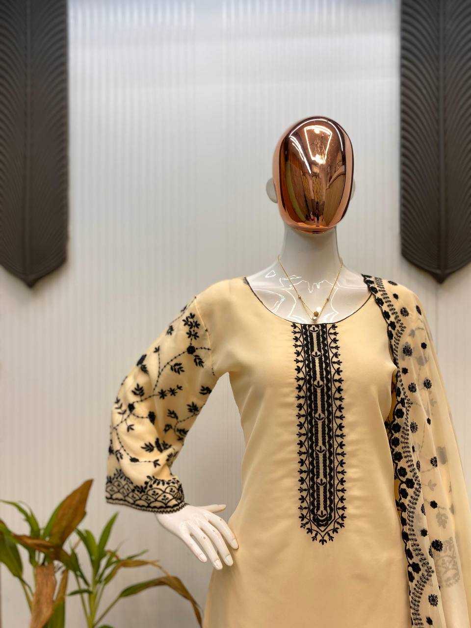 Ynf Georgette RIN141 1973 Suits & Dresses Wholesale Embroidery Suits Palazzo Suit Manufacturer