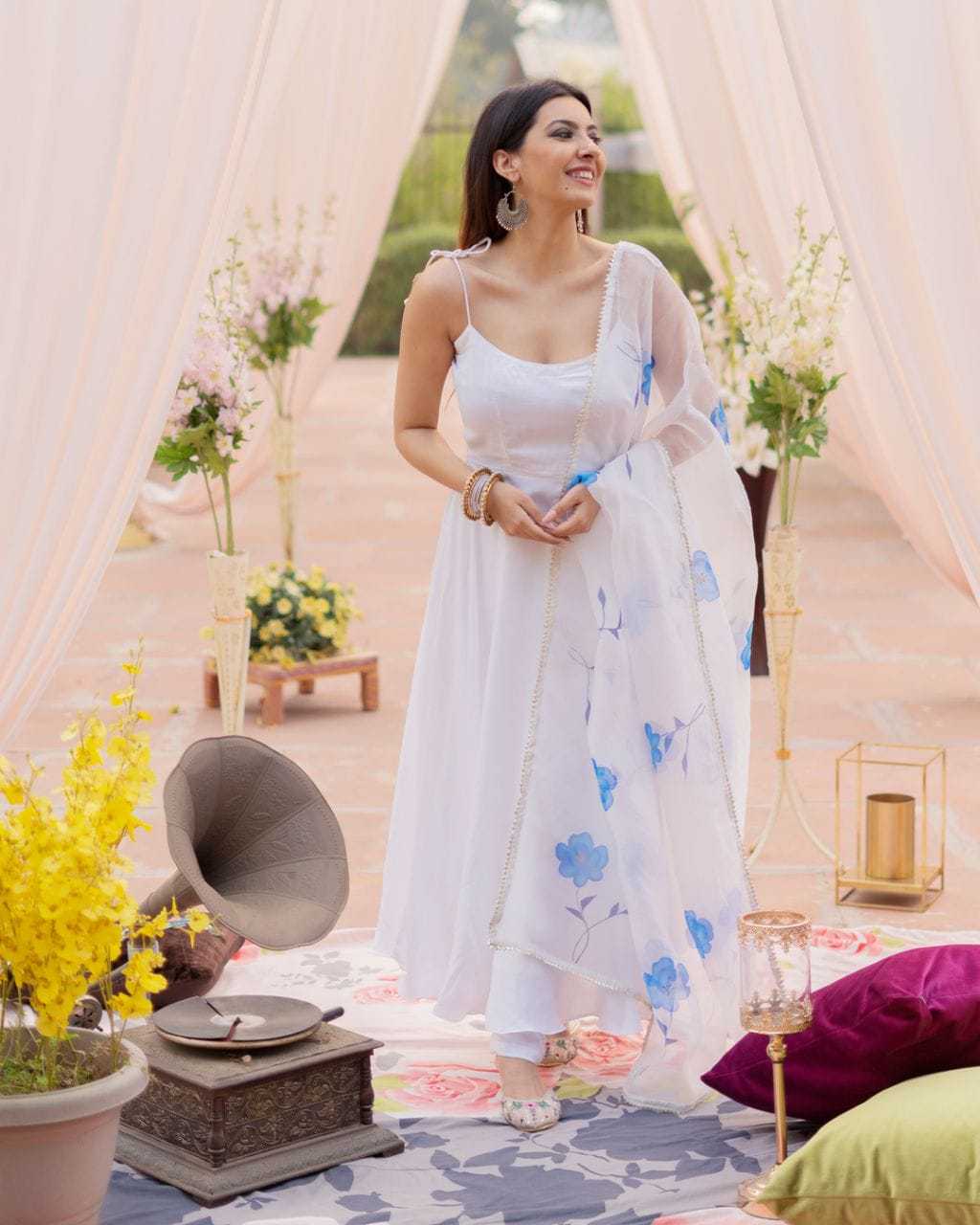 Ynf Georgette RIN157 183 Gowns Festive Collections Plus Size Collections Wholesale Georgette Gown White Gown Onam Collections Manufacturer