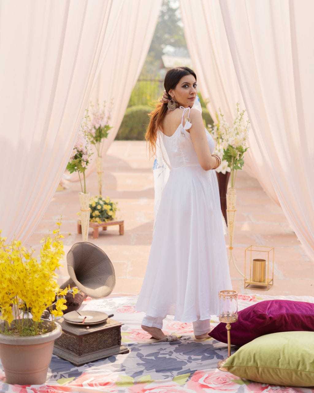 Ynf Georgette RIN157 183 Gowns Festive Collections Plus Size Collections Wholesale Georgette Gown White Gown Onam Collections Manufacturer