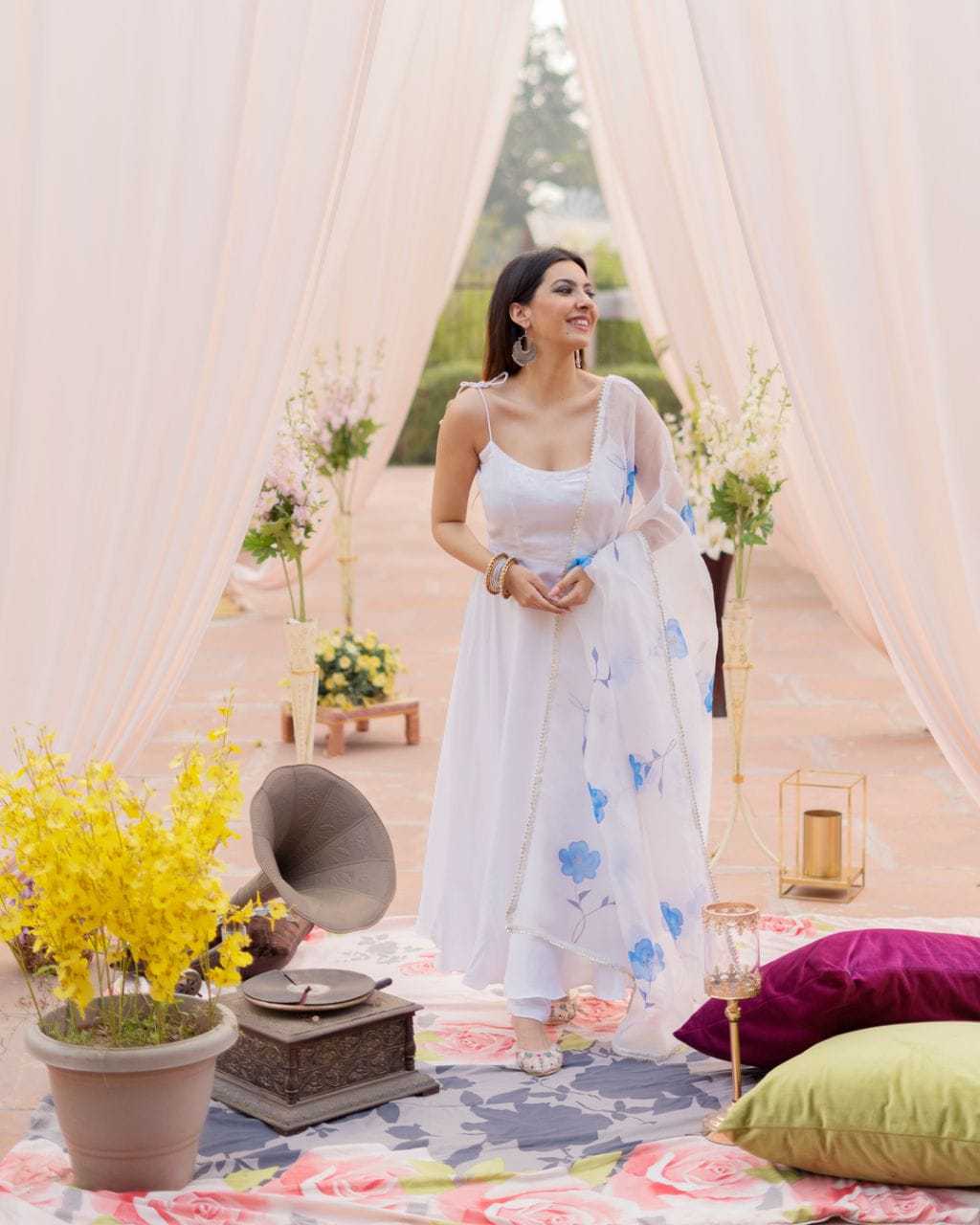Ynf Georgette RIN157 183 Gowns Festive Collections Plus Size Collections Wholesale Georgette Gown White Gown Onam Collections Manufacturer