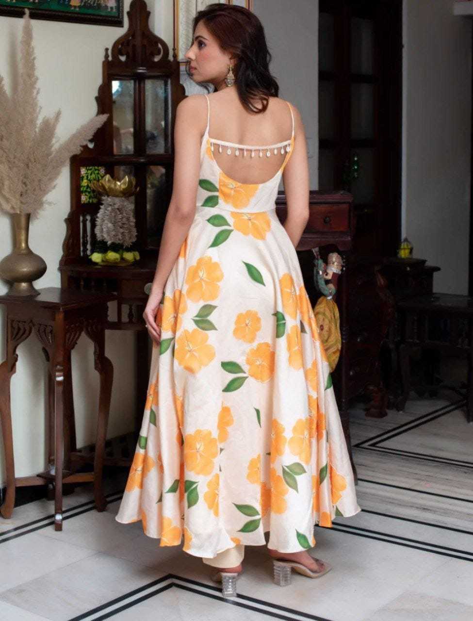 Ynf Georgette RIN157 206 Gowns Festive Collections Plus Size Collections Wholesale Georgette Gown White Gown Onam Collections Manufacturer