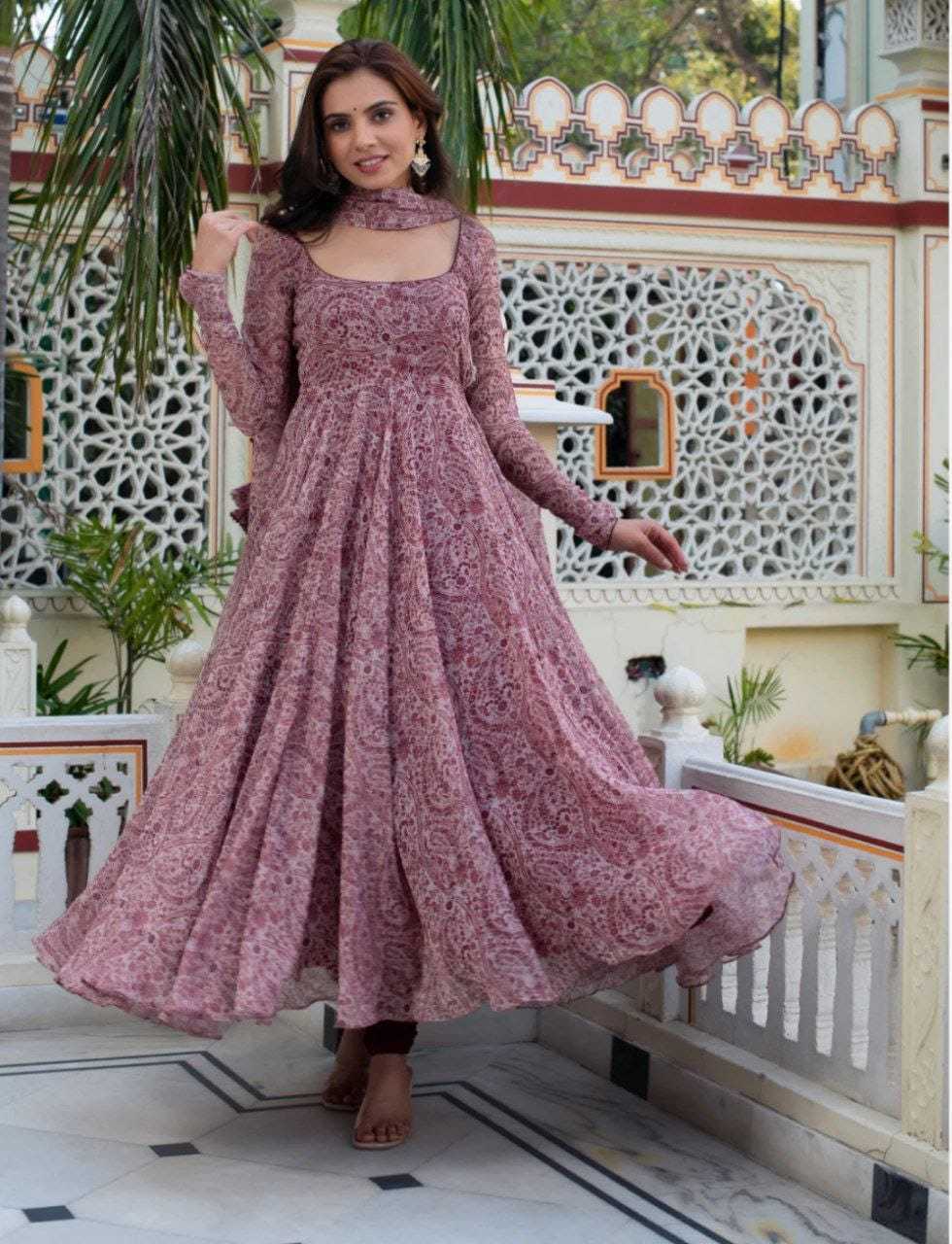Ynf Georgette RIN157 208 Gowns Plus Size Collections Wholesale Printed Gowns Party Gowns Georgette Gown Manufacturer