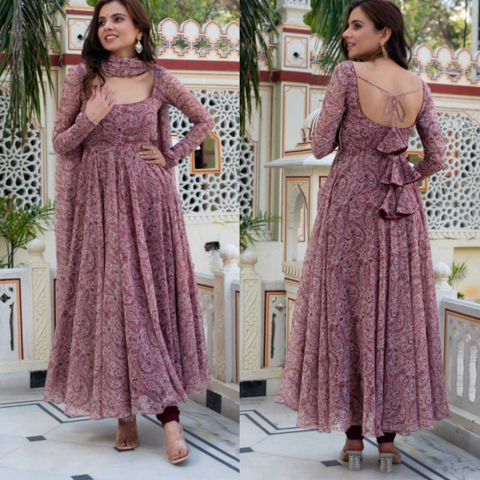 Ynf Georgette RIN157 208 Gowns Plus Size Collections Wholesale Printed Gowns Party Gowns Georgette Gown Manufacturer