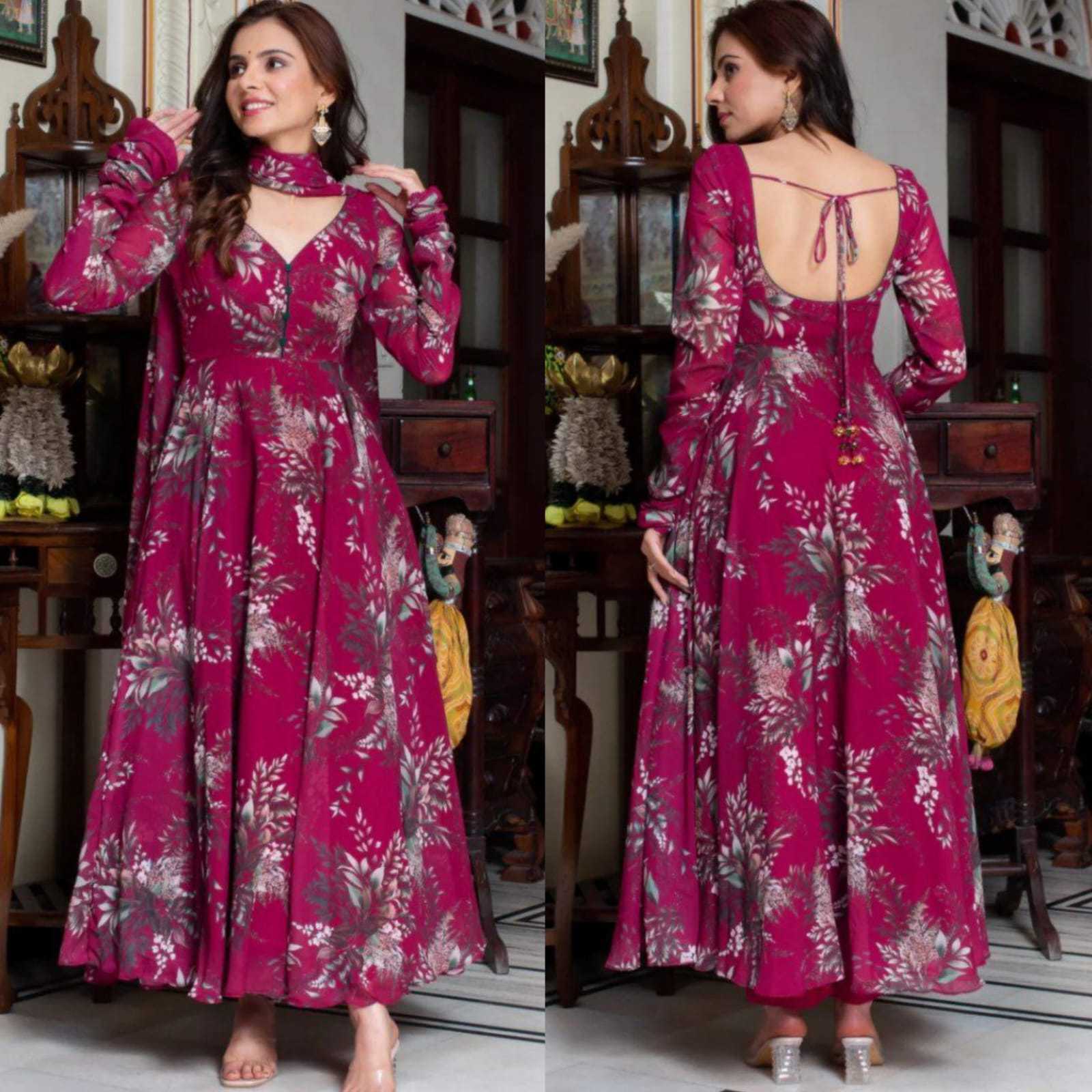 Ynf Georgette RIN157 209 Gowns Plus Size Collections Wholesale Printed Gowns Georgette Gown Designer Gowns Manufacturer