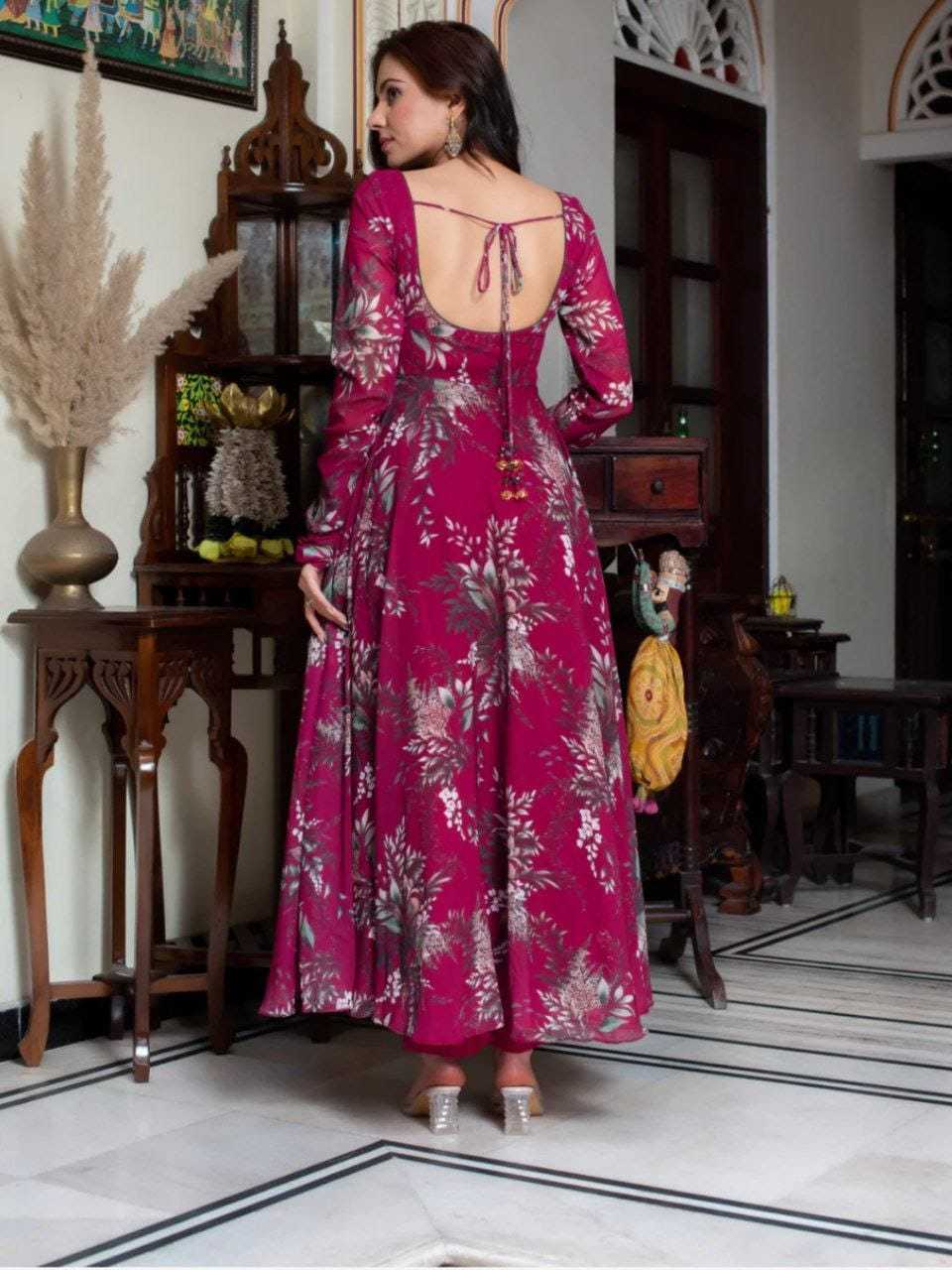 Ynf Georgette RIN157 209 Gowns Plus Size Collections Wholesale Printed Gowns Georgette Gown Designer Gowns Manufacturer