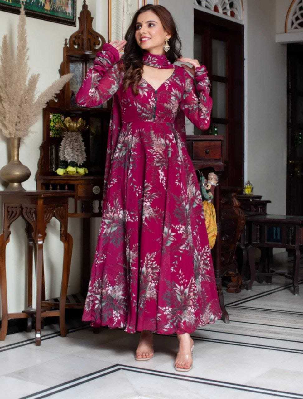 Ynf Georgette RIN157 209 Gowns Plus Size Collections Wholesale Printed Gowns Georgette Gown Designer Gowns Manufacturer