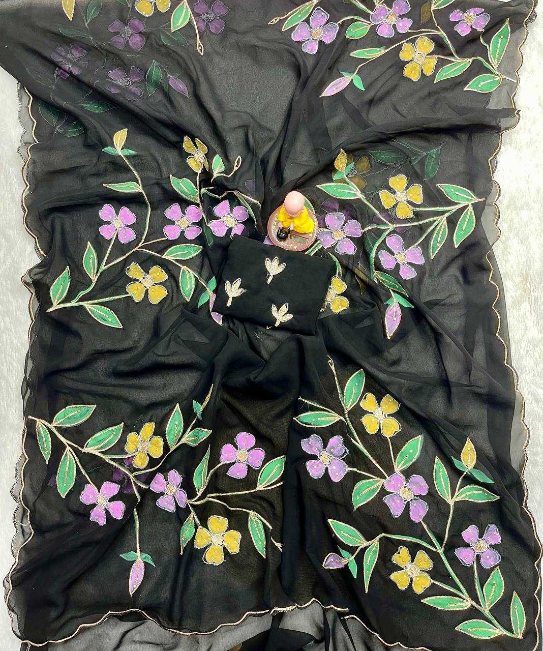 Ynf Georgette RIN187 753 Sarees Wholesale Fancy Sarees Hand Work Sarees Manufacturer