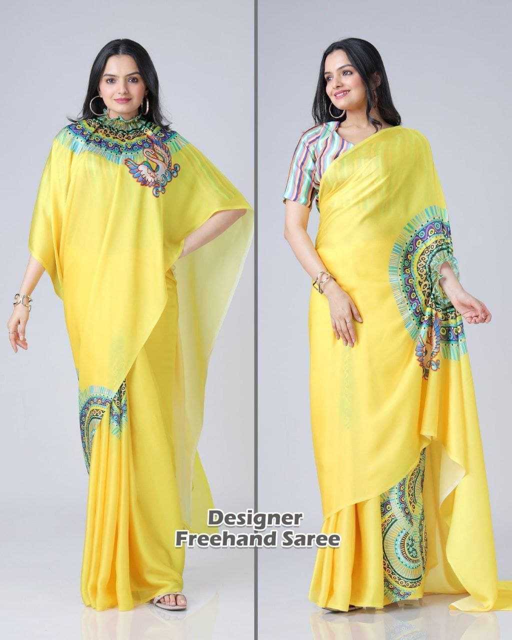 Ynf Georgette RIN216 freehand Sarees Wholesale Designer Sarees Ready To Wear Sarees Manufacturer