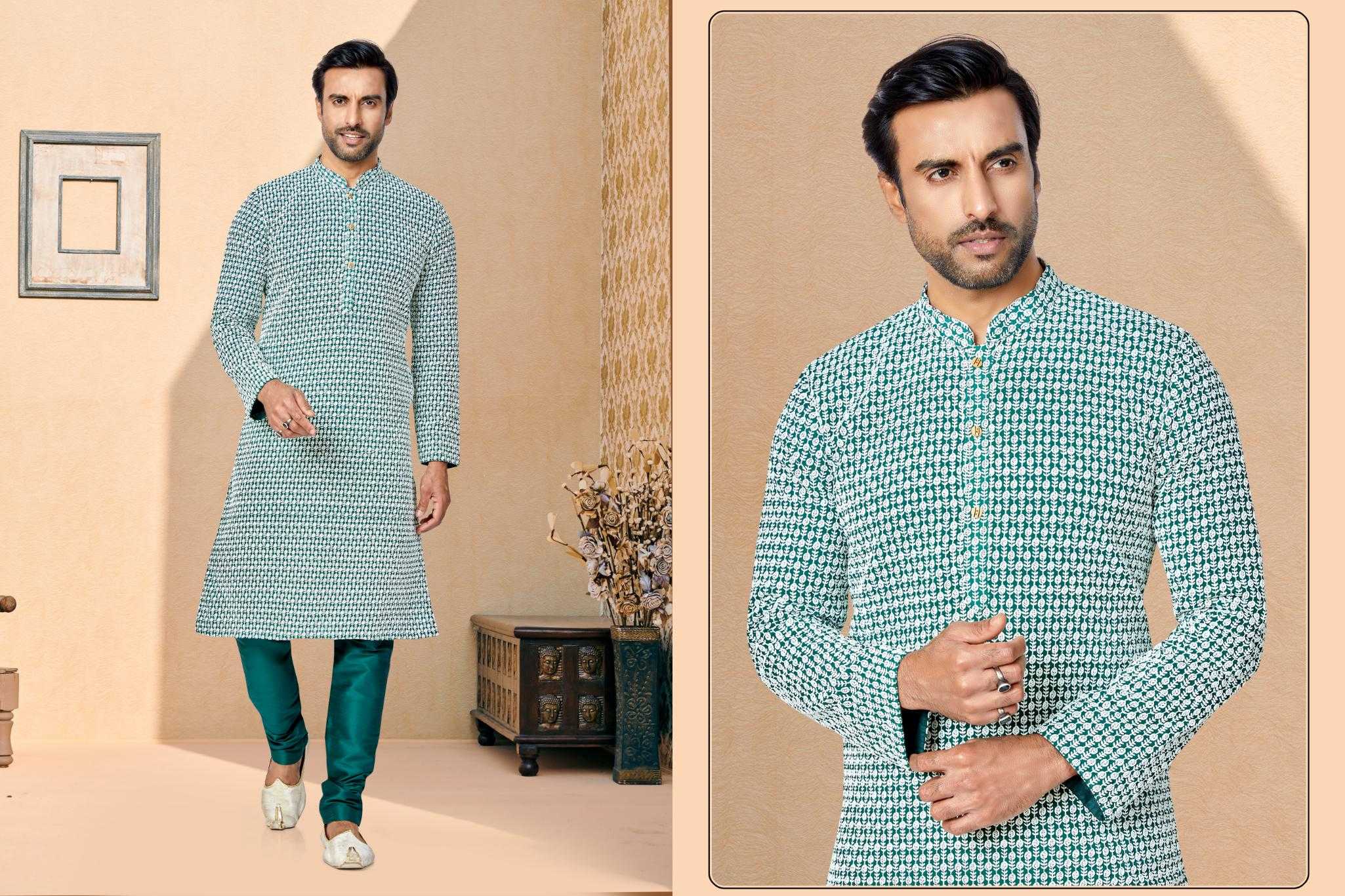 Ynf Georgette RIN223 3060A Mens Wear Wholesale Mens Kurtas Mens Kurta Pyjama Men Wedding kurta Manufacturer