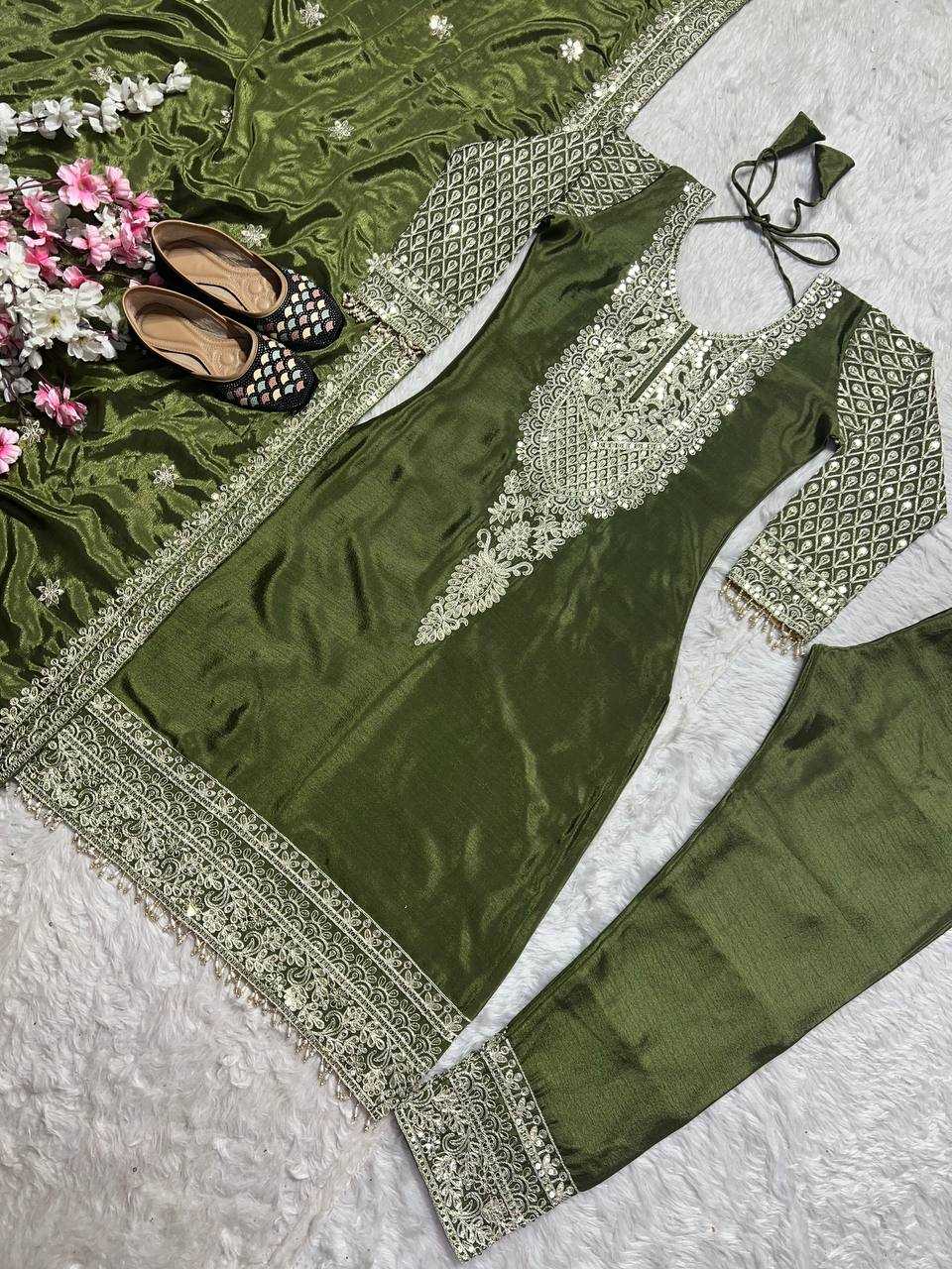 Ynf Heavy Chinnon Silk KESH528 444 Suits & Dresses Wedding Collections Festive Collections Wholesale Embroidery Suits Ladies Silk Suit Wedding Outfits Manufacturer