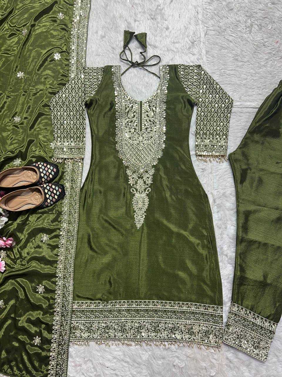 Ynf Heavy Chinnon Silk KESH528 444 Suits & Dresses Wedding Collections Festive Collections Wholesale Embroidery Suits Ladies Silk Suit Wedding Outfits Manufacturer
