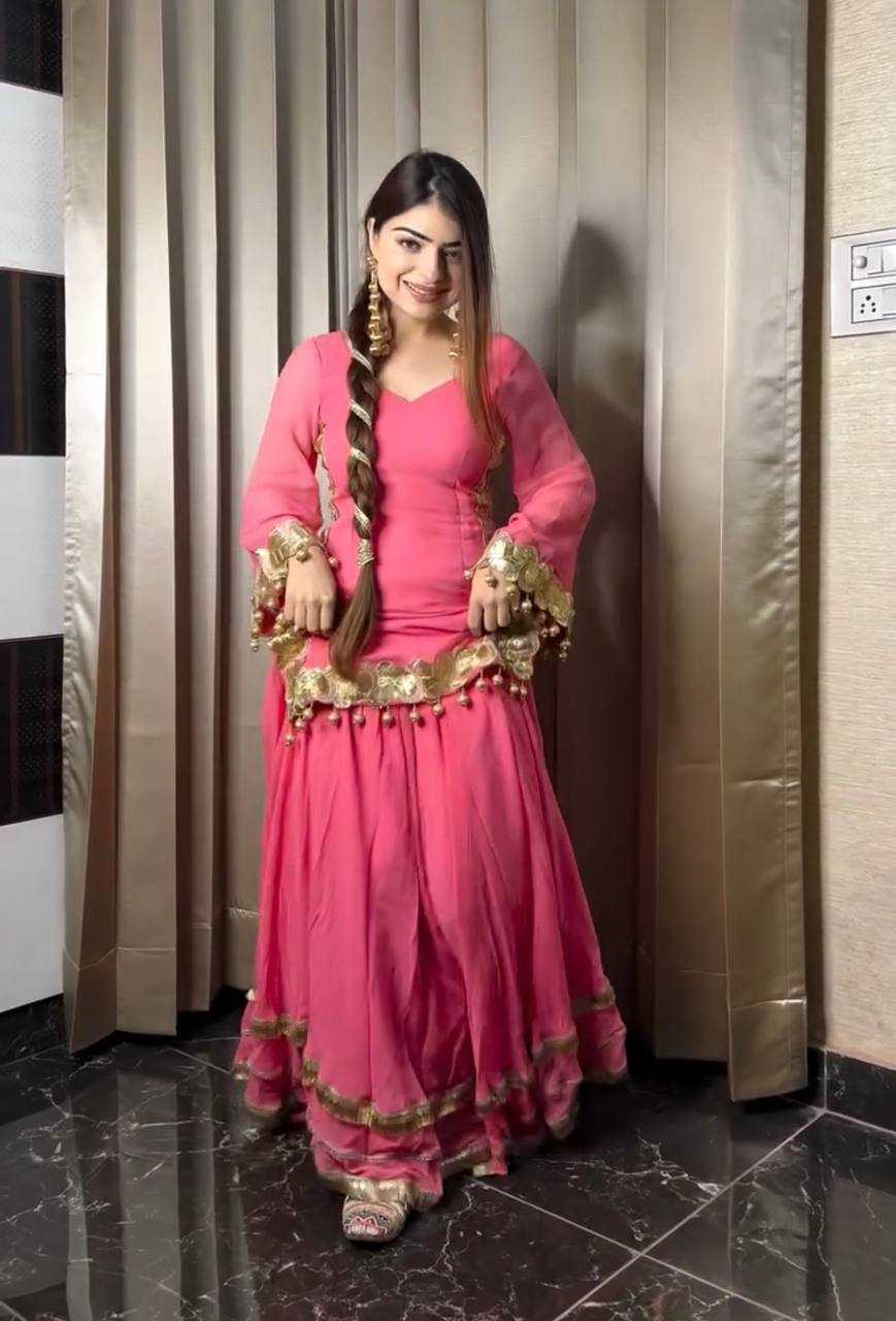 Ynf Heavy Chinnon Silk KESH528 445 Suits & Dresses Wedding Collections Festive Collections Wholesale Sharara Salwar Suits Embroidery Suits Pink Salwar Suit Manufacturer