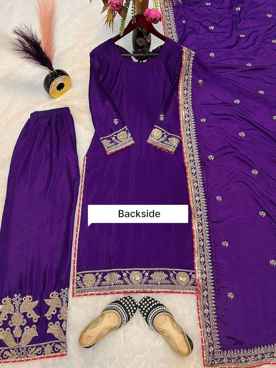 Ynf Heavy Chinnon Silk KESH528 447 Suits & Dresses Wedding Collections Festive Collections Wholesale Embroidery Suits Ladies Silk Suit Wedding Outfits Manufacturer