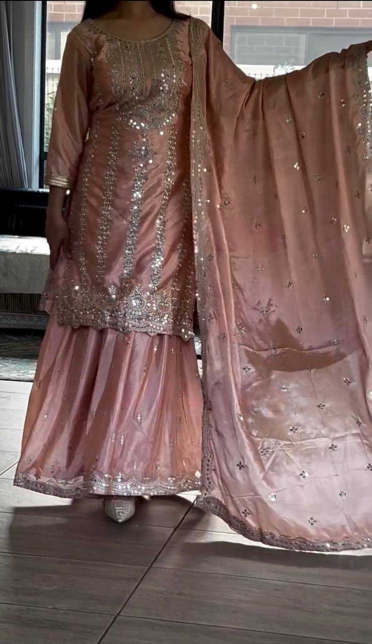 Ynf Heavy Chinnon Silk KESH528 451 Suits & Dresses Wedding Collections Festive Collections Wholesale Sharara Salwar Suits Embroidery Suits Ladies Silk Suit Manufacturer