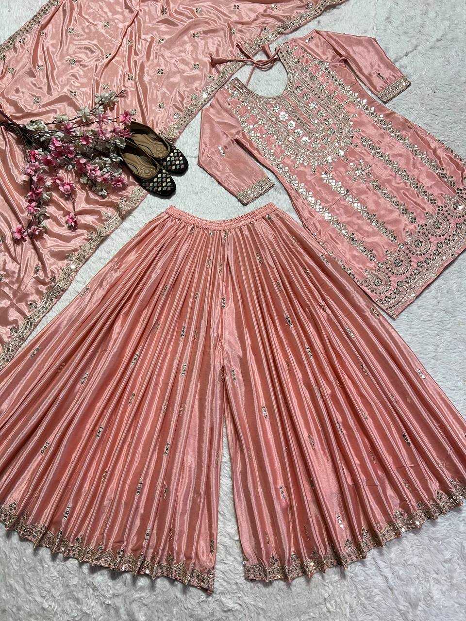 Ynf Heavy Chinnon Silk KESH528 451 Suits & Dresses Wedding Collections Festive Collections Wholesale Sharara Salwar Suits Embroidery Suits Ladies Silk Suit Manufacturer