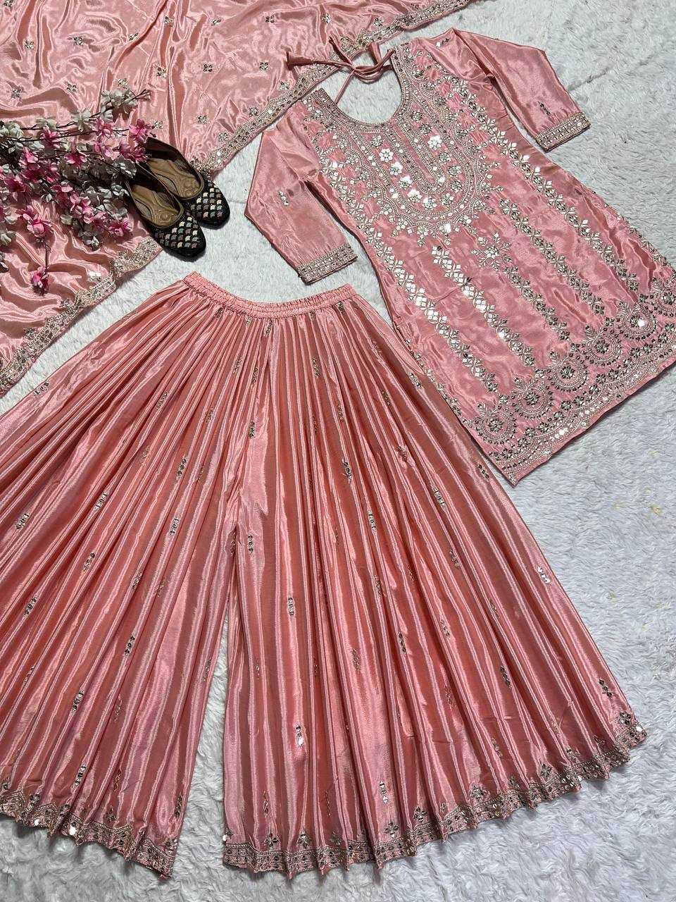 Ynf Heavy Chinnon Silk KESH528 451 Suits & Dresses Wedding Collections Festive Collections Wholesale Sharara Salwar Suits Embroidery Suits Ladies Silk Suit Manufacturer