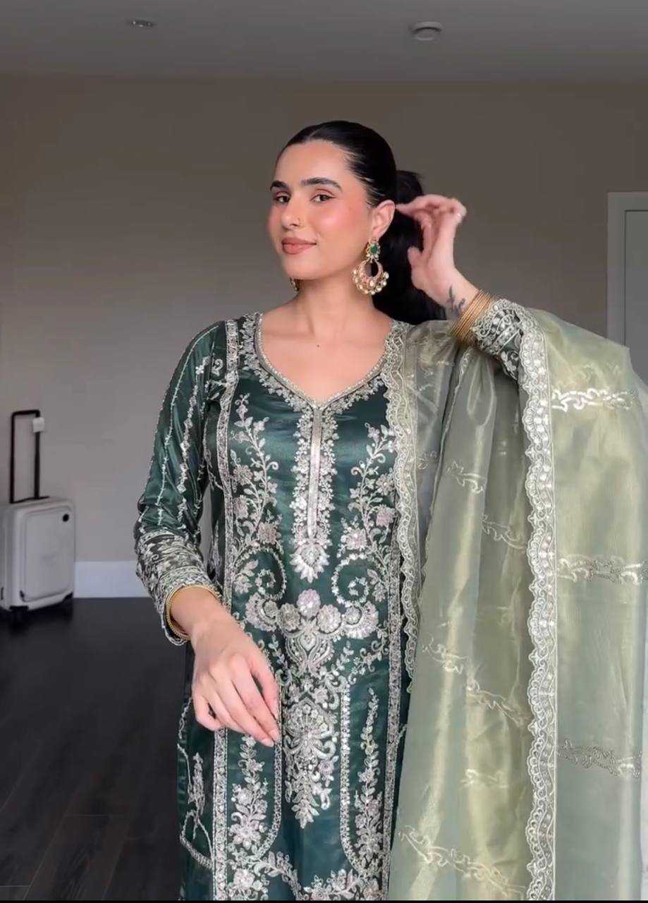 Ynf Heavy Chinnon Silk KESH528 453 Suits & Dresses Wedding Collections Festive Collections Wholesale Embroidery Suits Ladies Silk Suit Designer Suits Manufacturer